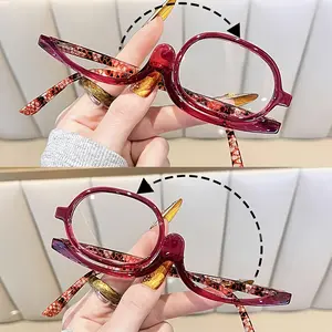 Colorful makeup reading glasses with multi-functional spring legs, super light and 180-degree rotatable reading glasses, with a free glasses cleaning cloth Multiple color combinations are available, High Quality Eyewear