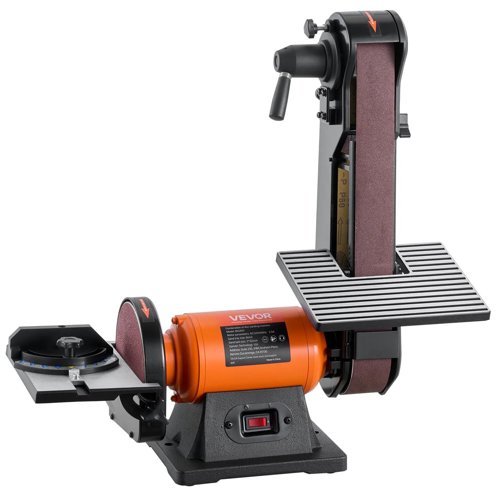 VEVOR Professional Bench Belt Disc Sander Combo, 420W 6-Disc Sander with 2x42 Belt Sander, Multiple Angle Adjustments for DIY Woodworking, Furniture Refinishing, 2X 42 Belt Sander