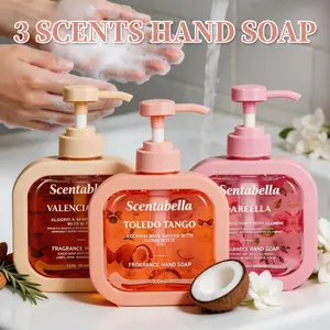 3 PCS Scentabella Fragrance Hand Soap,With Almond&Jasmine Vanilla,Coconut Milk&Floral,Hibiscus Infused&Jasmine Scents,10 FI Oz(300 Ml)/Bottle