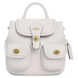 Coach Hadley 23 Leather Backpack for Women, Medium Size, Logo Style, White