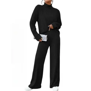 Women's Knitted Turtleneck Two Piece Set Loose Lounge Wear Set Cozy Winter Outfit Casual Fall Loungewear Matching Set for Women