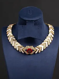 Artificial Gemstone Decorated Wide Chain Necklace, Fashion Jewelry for Party, Daily Clothing Decor, Trendy All-match & Exquisite Jewelry for Birthday Gift, Goddess Necklace