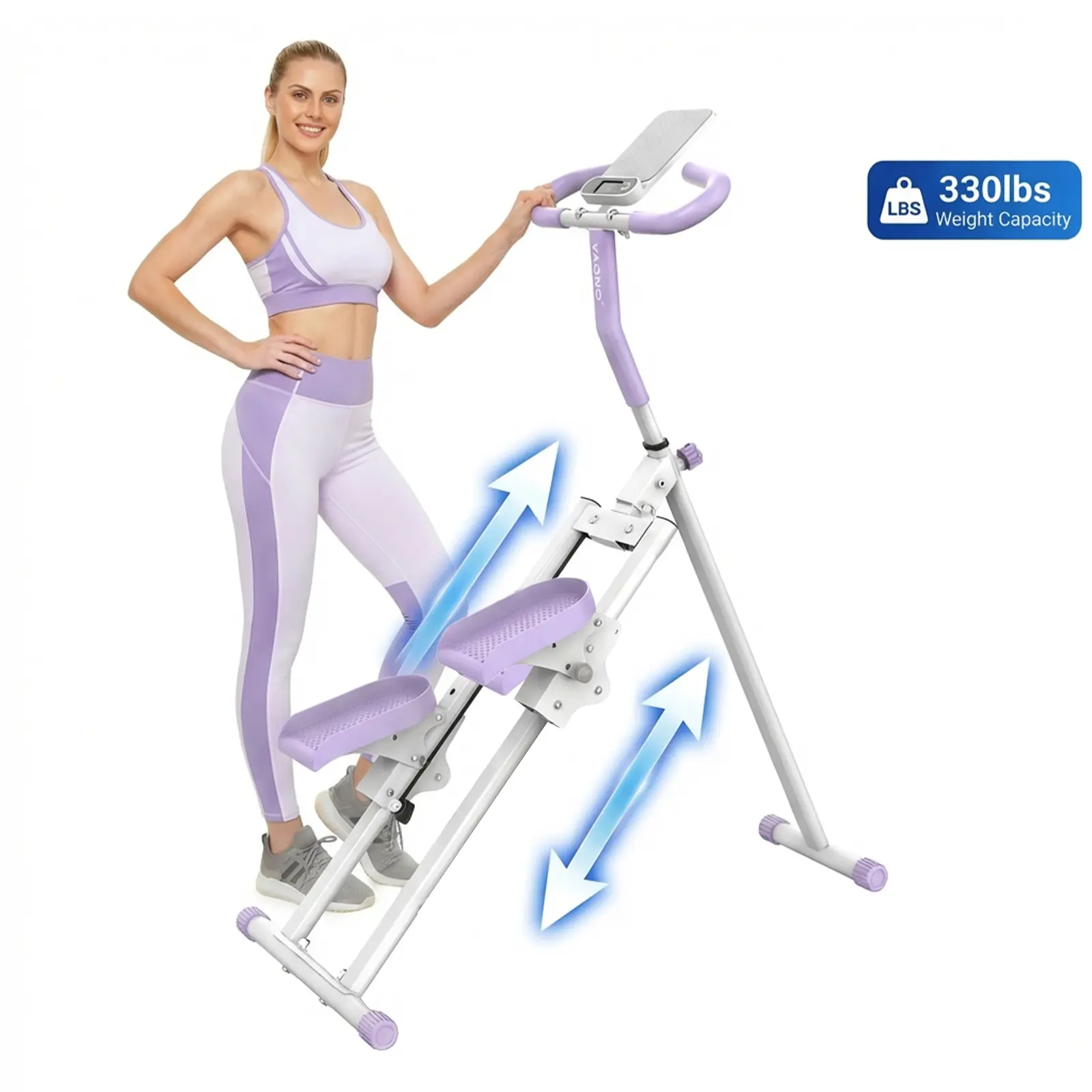 YAGUD Fitness Stair Stepper with Handlebar - Extended Step Range, 330 lbs Capacity, Step Machines, Work Out Equipment for Home Gym, Core+Leg Combos
