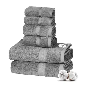 VEVOR 6-Piece Towel Set,  600 GSM 100% Cotton Towels for Bathroom, 2 Bath Towels, 2 Hand Towels and 2 Washcloths, Highly Absorbent & Quick Drying Bathroom Towels for Bathroom, Gym, Hotel, and Spa
