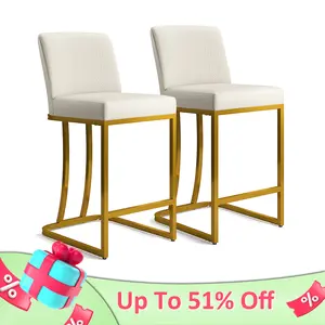 Phivilla Home Modern Bar Stools Set of 1/2/3/4, 24'' PU Leather Counter Height with Back, Waterproof, Metal Frame, Kitchen Island & Home Bar Chairs, Spring Glow Up