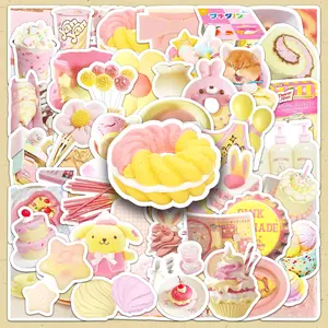 Cute Yellow & Pink Theme Sticker, 100pcs/set DIY Decorative Sticker, Scrapbooking & Stamping Supplies for Journal Making, Gift Wrapping, Greeting Card