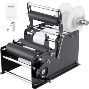 fathersdaygift VEVOR Manual Round Labeling Machine, 15-20pcs/min, Bottle Label Applicator for Round Bottles, Adjustable Manual Round Bottle Labeler Suitable for Bottle Diameter 0.78-4.72 inches (with Pressing Bar)