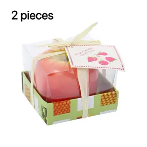 2 Apple Scented Candles Christmas Festive Atmosphere Candles 2 Pieces Fruit Scented Decorative Candles for Home