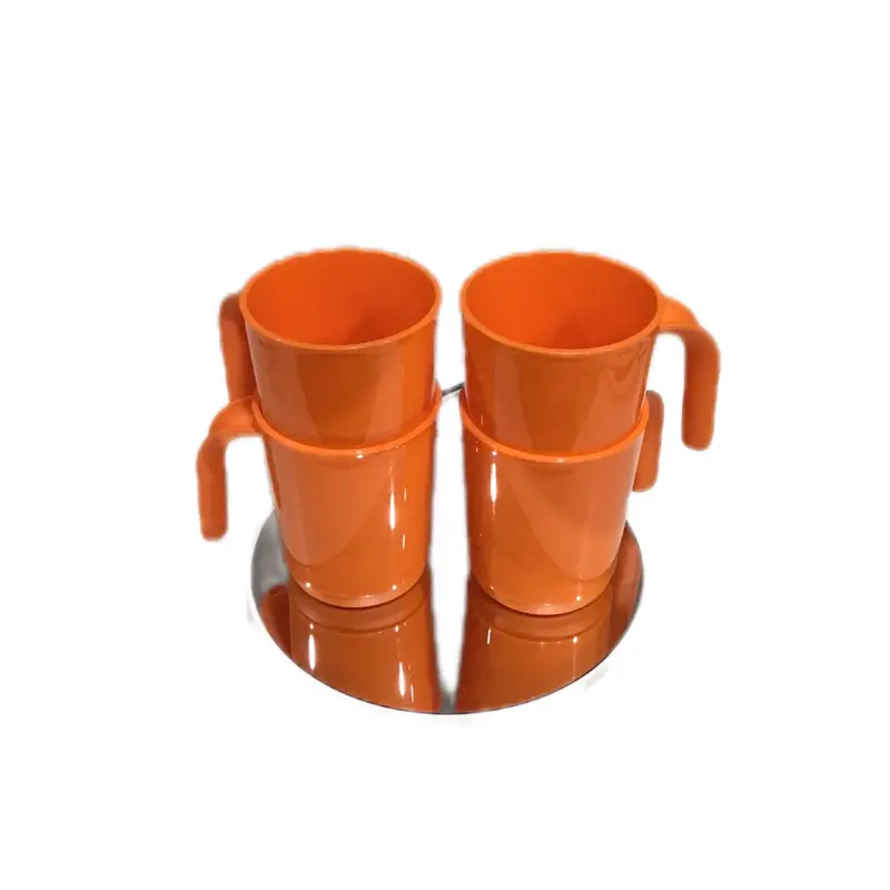 4-Piece Stylish Stackable Solid Plastic Cups (11.9 fl oz/350ML, 0-500 ml Range) - Reusable, Lightweight, Washable, Dishwasher Safe Kitchenware Drinkware for Everyday Dining & BBQs, Eco-Friendly Indoor Tumblers