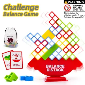 Tetra Tower Stacking Game Balance Building Blocks Puzzle Board Game for Kids and Adults Family Party Games Team Building Game STEM Educational Toys Birthday Christmas Gifts Stress Relief Desktop Balance Toy for Boys Girls Interactive Learning Blocks