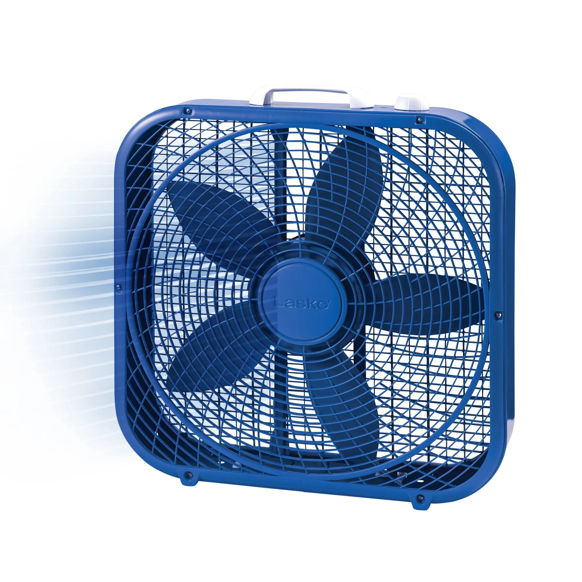 Lasko 20" Cool Colors Classic Box Fan with Weather-Resistant Motor, Portable Cooling Floor or Window Fan, 3 Speeds, Blue, B20308