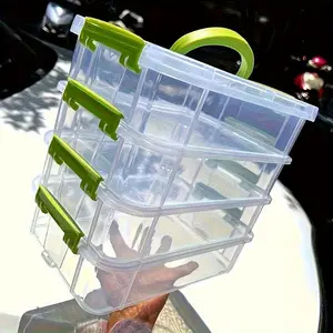 Transparent Plastic Stackable Storage Bin with Lid and Handle, Compartmentalized Drawer, Large-Capacity Home Organizer for Hair Accessories, Jewelry, Suitable for Home Use