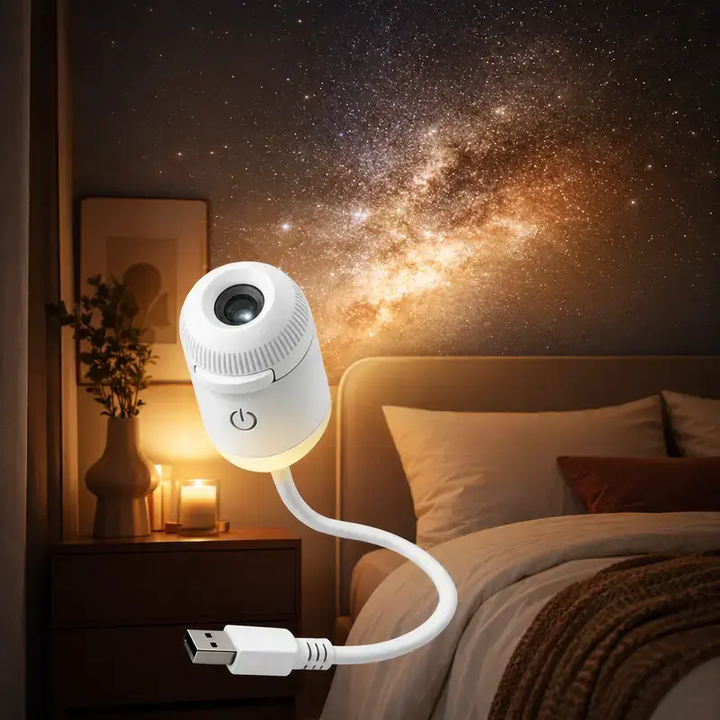 2-in-1 Galaxy Projector Night Light, USB Starry Sky Night Light Projector with Adjustable Brightness, Hd Smart Dynamic 5d Holographic Night Light Projector (with 12/24 Films)