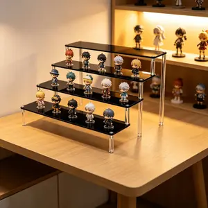 Adiison  Acrylic Display Stand Riser,3 Tier Perfume Organizer Cupcake Stand Acrylic Pop Shelves Holder,Clear Desk Display Shelf for Figure,Trinket,Collectibles,Dessert Tray Stands for Party Decor