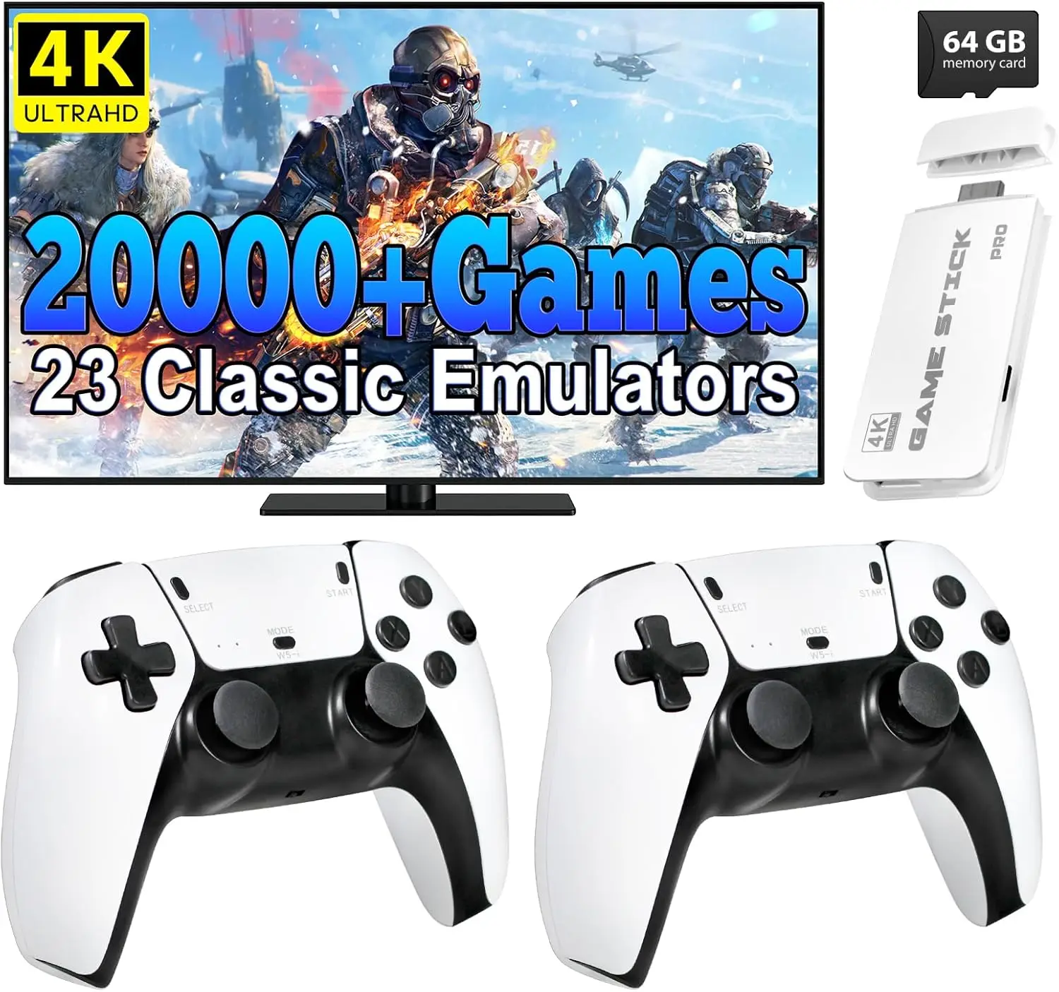 2025 New Upgraded RetroGame Console with 20,000+ Games,4K HDMl Output, Wireless Controller, Game Emulator, Arcade Communication Stick