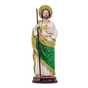 San Judas 8" Inches Tall Statue Vestido* Tela Green and Gold Robe Religious Decor Saint Jude patron saint Religious Decor