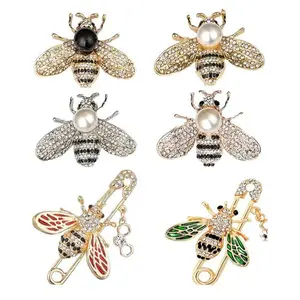 6Pcs Honeybee Bee Brooch Pins For Women Fashion Set Rhinestone Brooches Elegant Personality Brooch Pins Women's Brooches - Home Improvement.