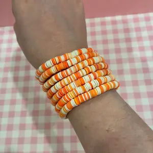 Orange Clay Bead Bracelet
