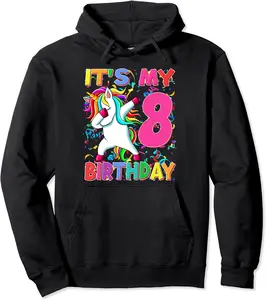 It's My 8th Birthday Shirt Girls Unicorn Dabbing Party Wear Pullover Hoodie - Margaritahe Shop 53B0CXPX1TMW