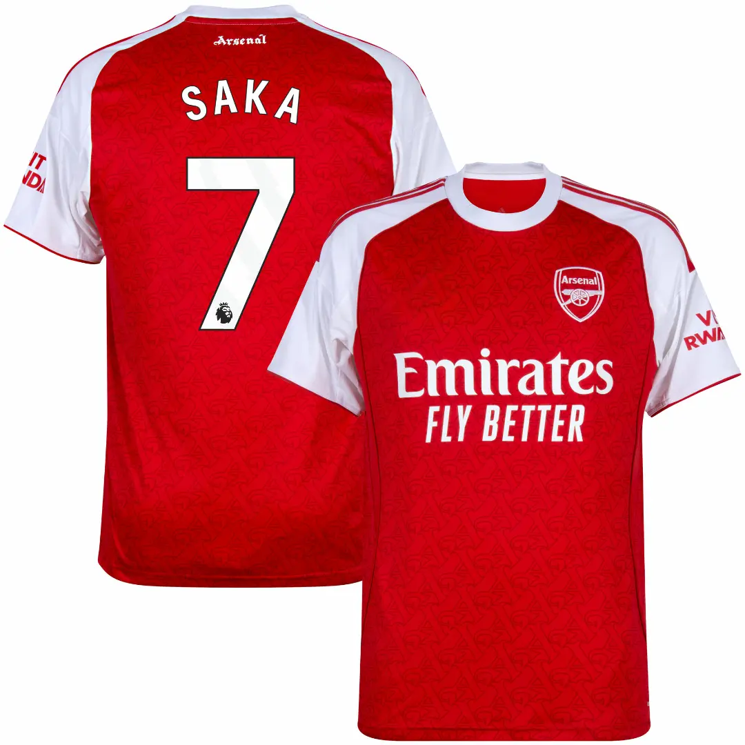 Unisex Soccer Arsenal Team Saka 7 Champions League 2025/26 Home Stadium Jersey - Red
