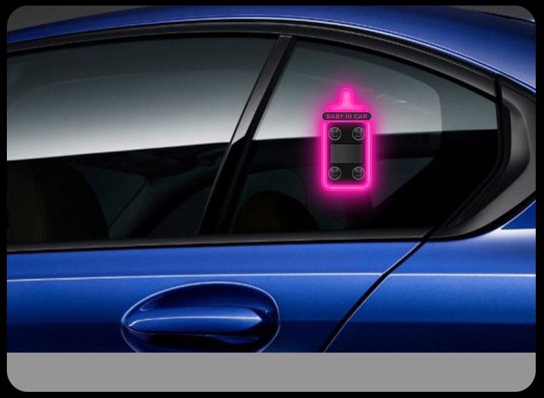 Car Baby Bottle Light Solar LED Decorative Warning Light, Triangle Window & Rear Window Interior Ambient Light, Baby On Board