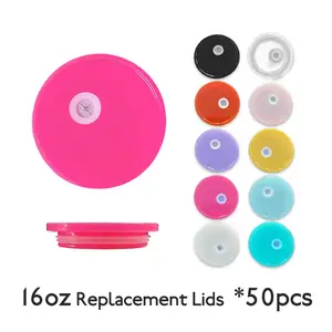 50pcs Acrylic Lids for 16 oz Glass Cups Plastic Tumbler Replacement Lids Spill Proof Reusable Glass Cup Lid for Beer Can Iced Coffee Cups Drinking Glasses Multi-Colored