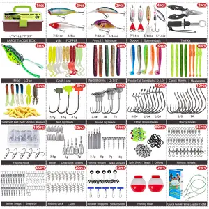 413PCS Fishing Lures Kit – Bass Fishing Gear with Tackle Box, Includes Topwater/Swimbait/Frog/Soft & Hard Baits, All-in-One Set for Freshwater – Ideal Gift for Men Anglers by THKFISH