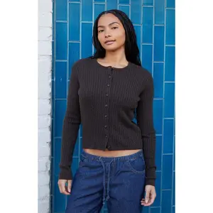 John Galt Women's Brown Zoe Cable Knit Cardigan