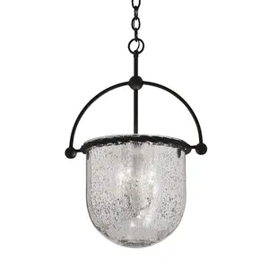 Mercury Lantern - Swirl Glass Design with Linen-Like Glow, Hanging Lighting Fixture