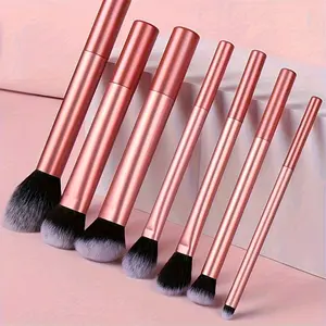 7-Piece Professional Makeup Brush Set – Synthetic Air-Fiber for Foundation, Blush, Contour, Eyeshadow & Highlighter, Wood-Look Handle, Flawless Finish, Gift-Ready, Ideal Daily & Holiday Use, Makeup Brushes Set, Cosmetic Brushes