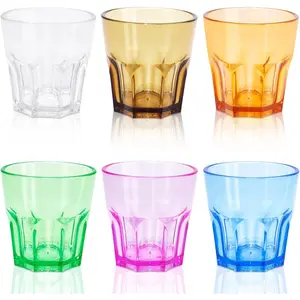 zhengwanhh09j Plastic Drinking Glasses Set of 6, Unbreakable Colored Acrylic Tumblers Reusable Kids Cups for Kitchen, Picnic, Party, Juice, Whiskey & Wine (160ml/5.4oz) Drinkware Stylish Portable Bottles