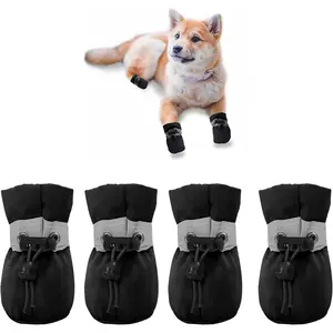 4-Pack Reflective Dog Shoes, Waterproof Anti-Slip Outdoor Pet Boots for Teddy & Poodle Dogs, Autumn/Winter Puppy Paw Protectors