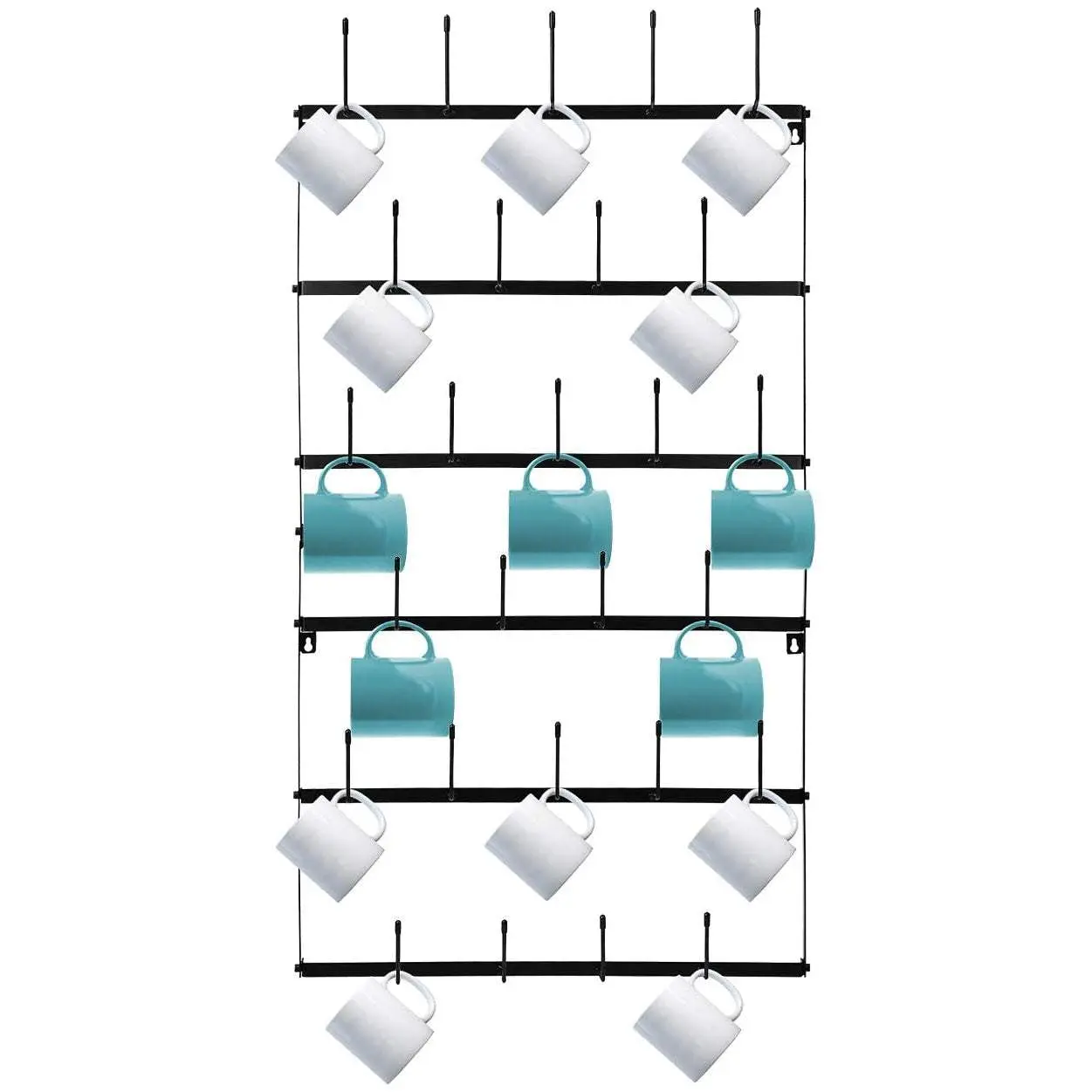 Wall-Mounted Coffee Mug Holder (27 Hooks) Kitchen Organiser Kitchen Organiser Cabinet Rack Multicolor
