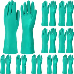 Patelai 10 Pairs X-Large Nitrile Chemical Resistant Gloves, Thick, Waterproof, Lead-Free, for Household Cleaning, Kitchen, Bathroom, Durable Cleaning Gloves