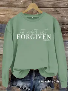 Women's Casual Loose Forgiven Pattern Pullover Sweatshirt, Day Sweatshirt, Crewneck Sweatshirt, Soft Long Sleeve Round Neck, All-Season Comfort, Durable Fabric, Cozy Breathable Clothing, Womenswear, Lady