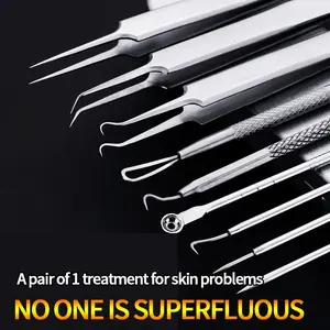 Stainless Steel Acne Needle Set, 7-Piece Pimple Removal Tool, Blackhead Removal Tweezers, Blackhead Cleansing Tool, Deep Cleaning for Face & Back, Facial Tool Set, Suitable for Beauty Salons & Personal Care