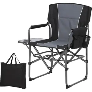 Oversized Camping Directors Chair, Portable Folding Lawn Chairs for Adults Heavy Duty with Side Table, Outdoor Foldable Camp Chair with Pocket for Beach, Fishing,Picnic