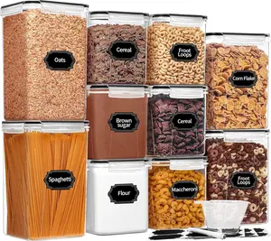 Large Airtight  Storage Containers with , 10 Pack Cereal Containers Storage Set -  Pantry Organizers and Storage for Flour, Sugar & Rice with Measuring Cup, Labels & Marker