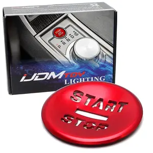 iJDMTOY Sports Red Aluminum Engine Start/Stop Push Button w/Laser CNC Cut-Through Lettering Decoration Trim For Jaguar 2008-2015 XF (X250)