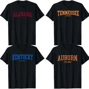 Vintage Varsity State T-Shirt Distressed Athletic Style Unisex Graphic Tee Casual Outfit for Students Campus Wear, Gift for Friends & Family on Back to School & Holidays