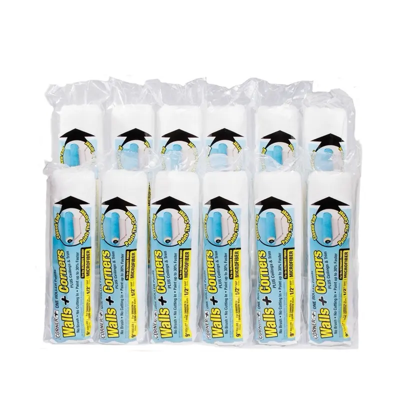 Corner + Roller 12-Pack  | 9’ 1/2’ Nap Microfiber |the only roller that paints walls & corners! Great for Smooth Walls! Paint house painting