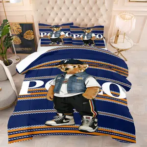 Little Bear Pattern Comforter Set, Soft Bedding Sets And Durable Bedding Set, Includes 1 Comforter And 1 Or 2 Pillowcases, Suitable For Children And Adults' Daily Holiday Birthday Gifts Bedroom Decorations