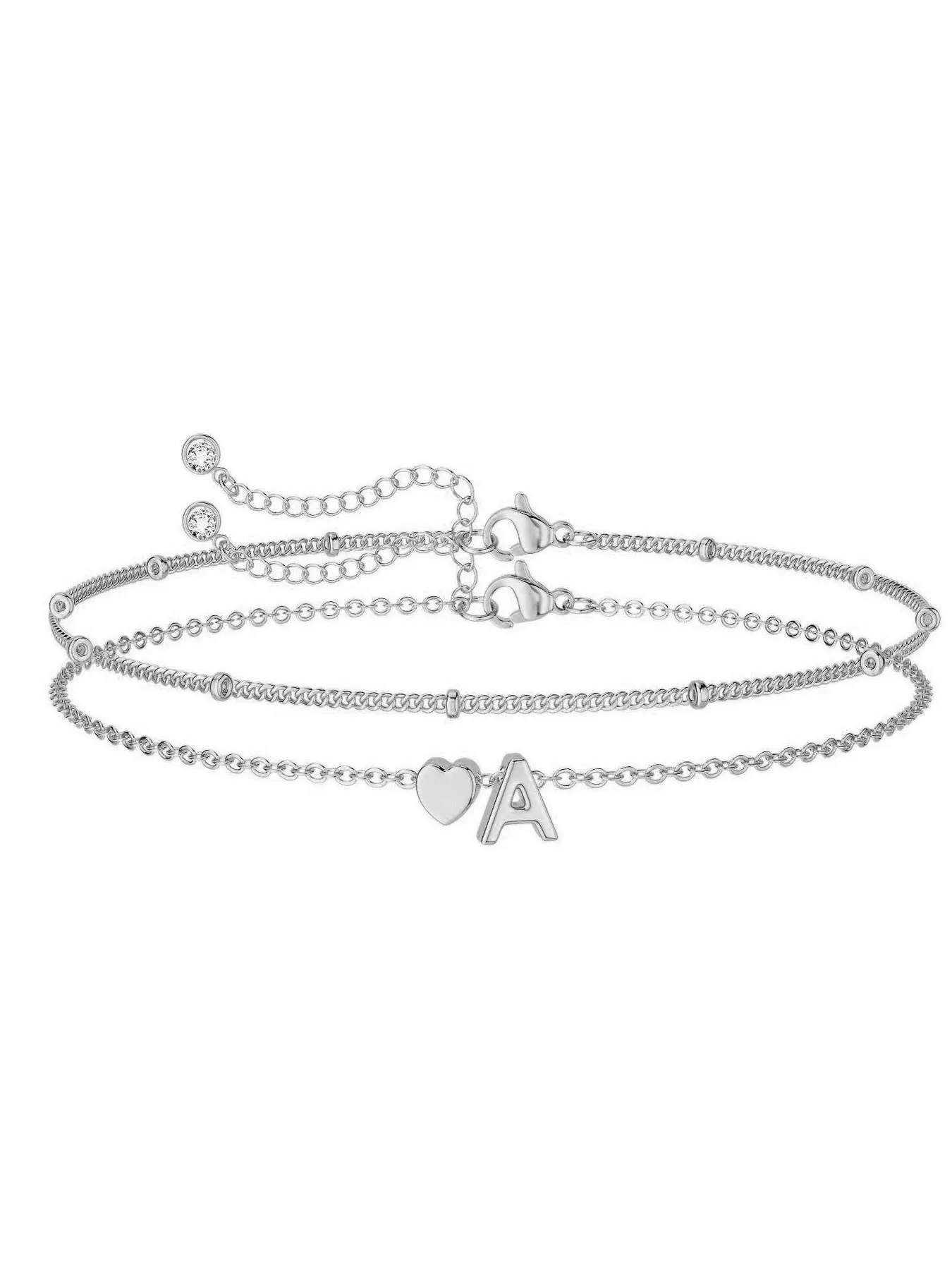 Easter Basket Stuffers & Birthday Gifts for Women, Teen Girls, Kids and Teens, 14K Gold Plated Delicate Heart A-Z Initial Bracelet, Stackable Bracelets, Letter Link Bracelet, Dainty Bracelets, Beautiful Bracelets