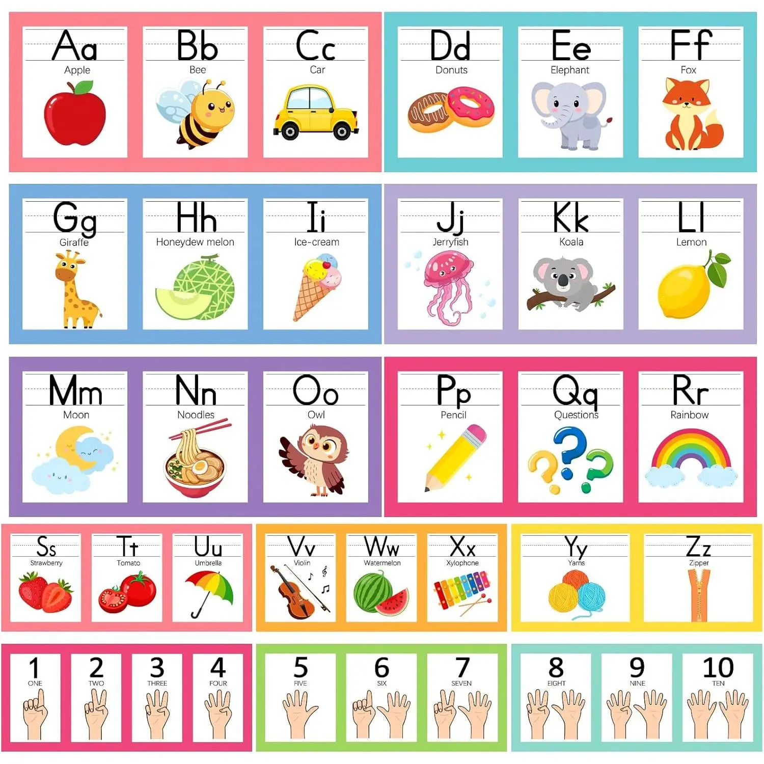 Boho Alphabet for Classroom Wall Decorations  , Alphabet Number Line Posters Bulletin Board Set of 12,  to School ABC Letters Teacher  Haves Supplies (Colorful)