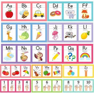 Boho Alphabet for Classroom Wall Decorations  , Alphabet Number Line Posters Bulletin Board Set of 12,  to School ABC Letters Teacher  Haves Supplies (Colorful)