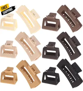 12 Pack Square Claw Clips, Big and Small Neutral Rectangle Hair Non-slip Matte Large Clips for Women, Strong Hold jaw clip Thick Thin Hair Claws