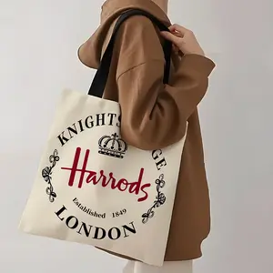 Harrods Knightsbridge London Grocery Shopping Bag, Casual Tote Bag, Perfect for Work DIY Shopping, Durable Reusable Eco-Friendly Design