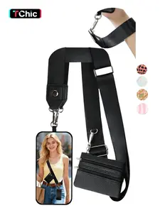 Clip and Go Strap for Phone with Wallet Crossbody, Phone Strap with Zippered Wallet, Adjustable Anti Theft Cellphone Lanyard With Pocket for Women, Cellphone Chain Accessories