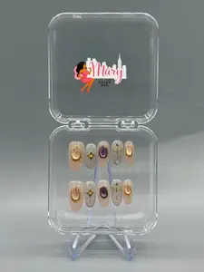 Mary Salon Quality Amber Fairy Press-On Nails - 14-Day Hold, Damage-Free, DIY Manicure, Luxury Press-Ons, Coffin & Almond Shapes, Y2K Style, Velvet Finish