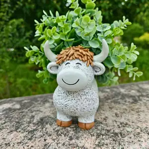 Creative Highland Cow Plant Pot, Unique Pots, Nordic Home Art Decor, Indoor Outdoor Multi-Functional Decoration, Perfect Gift for Plant Lovers